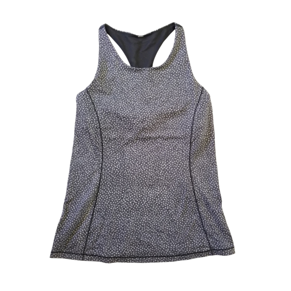 LULULEMON Hit It Tank Size 8 Frozen Fizz White Black Luxtreme Light Gym Athletic